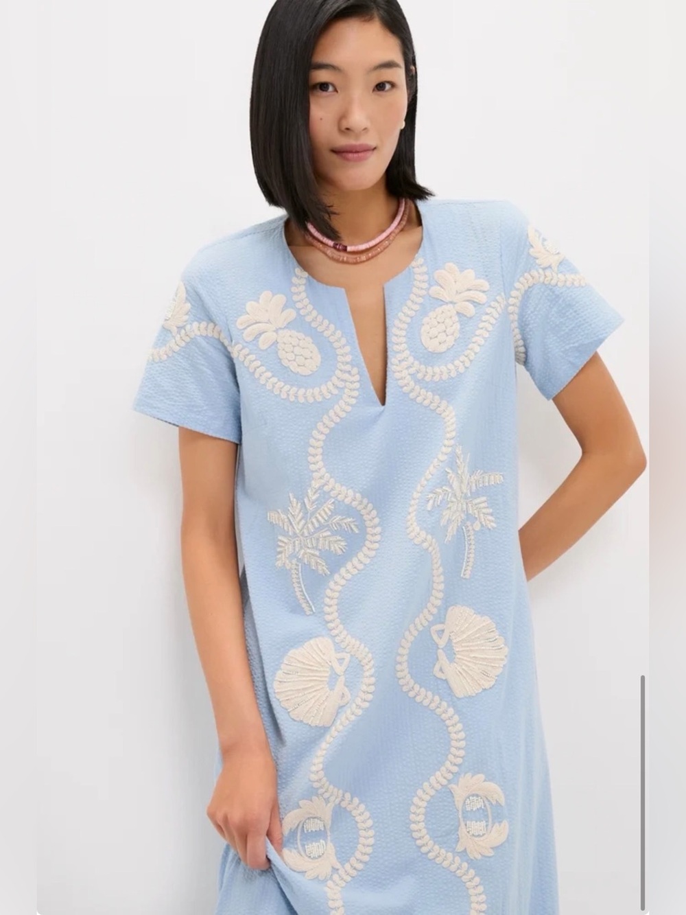 NWT TUCKERNUCK Blue Seersucker Embroidered James Dress Size XXL - Picture 4 of 10